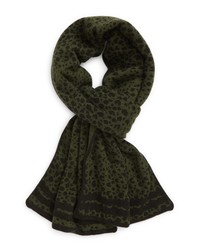 Good Man Brand Animal Print Recycled Cashmere Scarf In Army Charcoal At Nordstrom