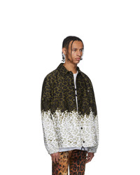 MSGM Green And Off White Print Jacket