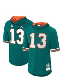 Mitchell & Ness Dan Marino Aqua Miami Dolphins Retired Player Mesh Name Number Hoodie T Shirt
