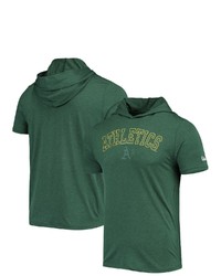 New Era Heathered Green Oakland Athletics Brushed Short Sleeve Pullover Hoodie In Heather Green At Nordstrom