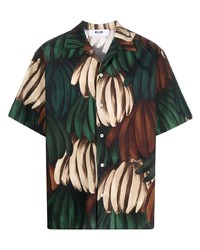 MSGM Banana Print Cotton Shirt