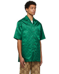 Gucci Green Gg Canvas Bowling Shirt