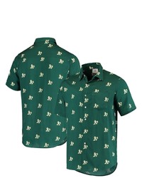 FOCO Green Oakland Athletics Mini Print Logo Button Up Shirt