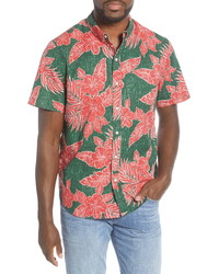 Reyn Spooner Hibiscus Fronds Regular Fit Tropical Short Sleeve Sport Shirt