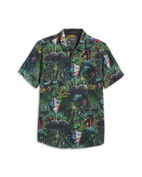Roark Jardin Oasis Cotton Linen Short Sleeve Button Up Shirt
