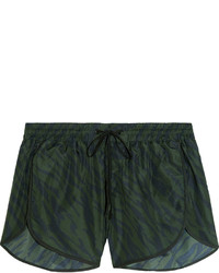 Dark Green Print Shorts