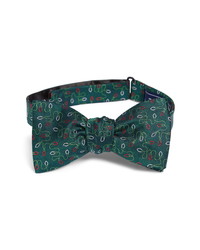 Dark Green Print Silk Bow-tie
