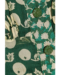 Anna Sui Printed Silk Georgette Playsuit Green