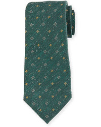 Dark Green Print Silk Tie