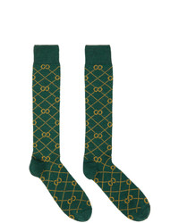 Gucci Green And Yellow Gg Socks