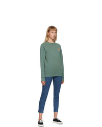 MAISON KITSUNE Green Lotus Fox Sweatshirt