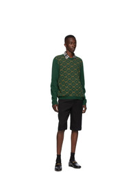 Gucci Green Wool Jacquard Gg Sweatshirt