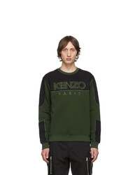 Kenzo Khaki And Black Mixed Mesh Sweatshirt