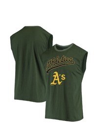 Majestic Threads Green Oakland Athletics Softhand Muscle Tank Top