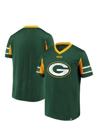 FANATICS Branded Green Green Bay Packers Iconic Hashmark Logo V Neck T Shirt