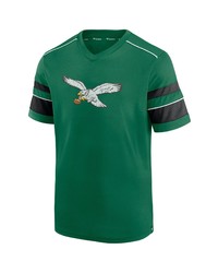 FANATICS Branded Kelly Green Philadelphia Eagles Textured Throwback Hashmark V Neck T Shirt