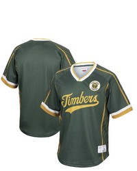 Mitchell & Ness Green Portland Timbers Since 96 Sublimated Mesh V Neck T Shirt