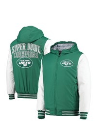 G-III SPORTS BY CARL BANKS Green New York Jets Spike Commemorative Varsity Full Zip Jacket At Nordstrom