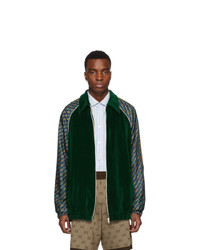 Gucci Green Chenille Zip Up Sweater
