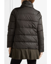 Moncler Viburnum Wool Blend Trimmed Quilted Down Coat Army Green