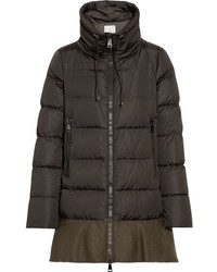 Moncler Viburnum Wool Blend Trimmed Quilted Down Coat Army Green