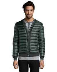 Herno Forest Green Quilted Down Fill Button Front Varsity Jacket