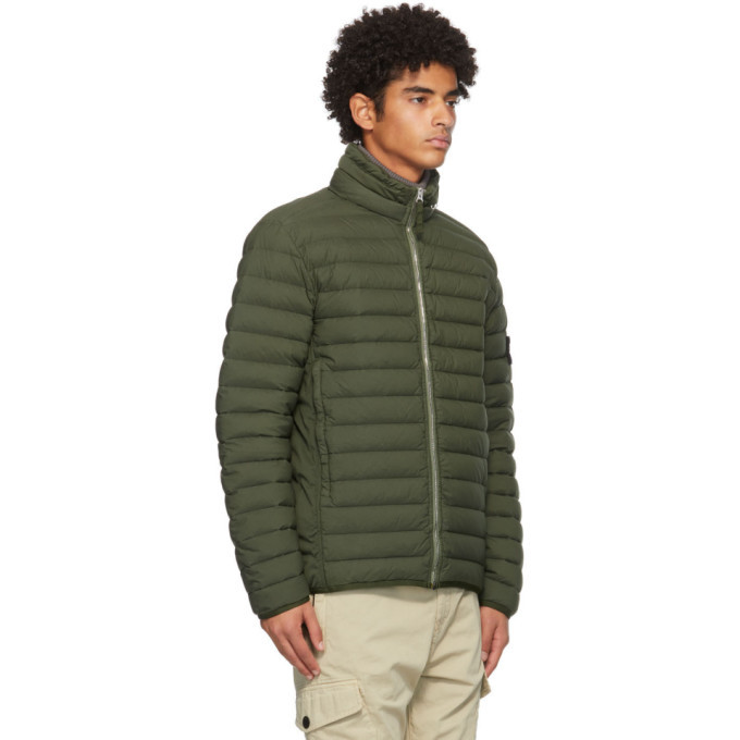 Stone Island Green Down Loom Woven Chambers Jacket, $890 | SSENSE ...