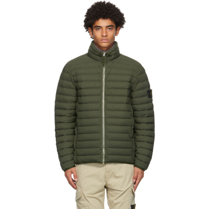 Stone Island Green Down Loom Woven Chambers Jacket, $890 | SSENSE ...