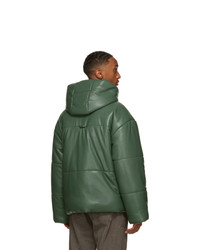 Nanushka Green Faux Leather Puffer Hide Jacket