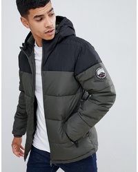 Threadbare Panelled Puffer Jacket With Hood