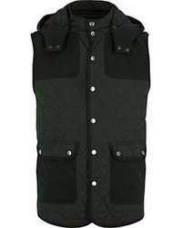 River Island Green Quilted Contrast Patch Vest