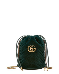 Gucci Mini Gg Marmont 20 Quilted Velvet Bucket Bag