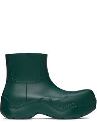 Dark Green Rubber Chelsea Boots