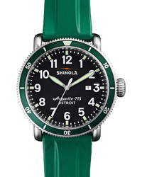 Shinola 48mm Runwell Sport Watch With Rubber Strap Green