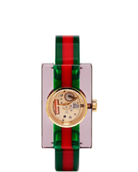 Gucci Red And Green Plexiglass Skeleton Watch