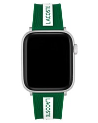 Lacoste Striping Silicone Apple Watch Watchband In Green At Nordstrom
