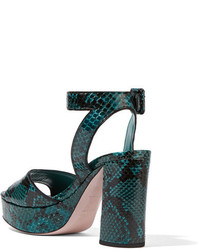 Miu Miu Ayers Platform Sandals Emerald