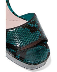 Miu Miu Ayers Platform Sandals Emerald