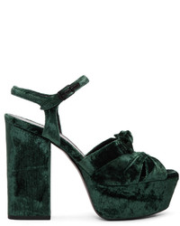 Saint Laurent Green Velvet Farrah Sandals