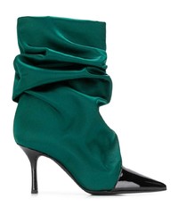 Dark Green Satin Ankle Boots