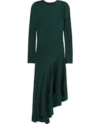 Dark Green Satin Midi Dress