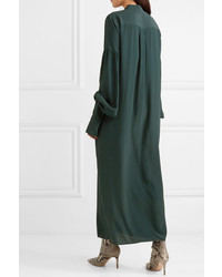 Rokh Tie Detailed Washed Satin Maxi Dress