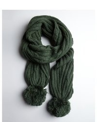 Diane von Furstenberg Green Wool Elyse Cable Knit Scarf