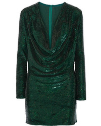 Ashish Sequined Silk Georgette Mini Dress Emerald