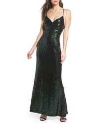 Morgan & Co. Keyhole Back Sequin Gown