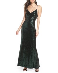 Morgan & Co. Keyhole Back Sequin Gown