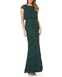 JS Collections Sequin Lace Blouson Gown