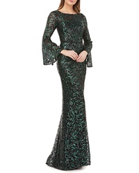 Carmen Marc Valvo Infusion Sequined Trumpet Gown