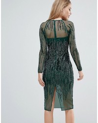Asos Sequin Stripe Bodycon Midi Dress