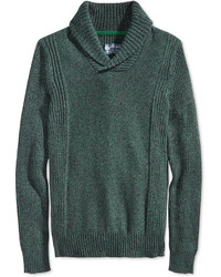 Dark Green Shawl-Neck Sweater